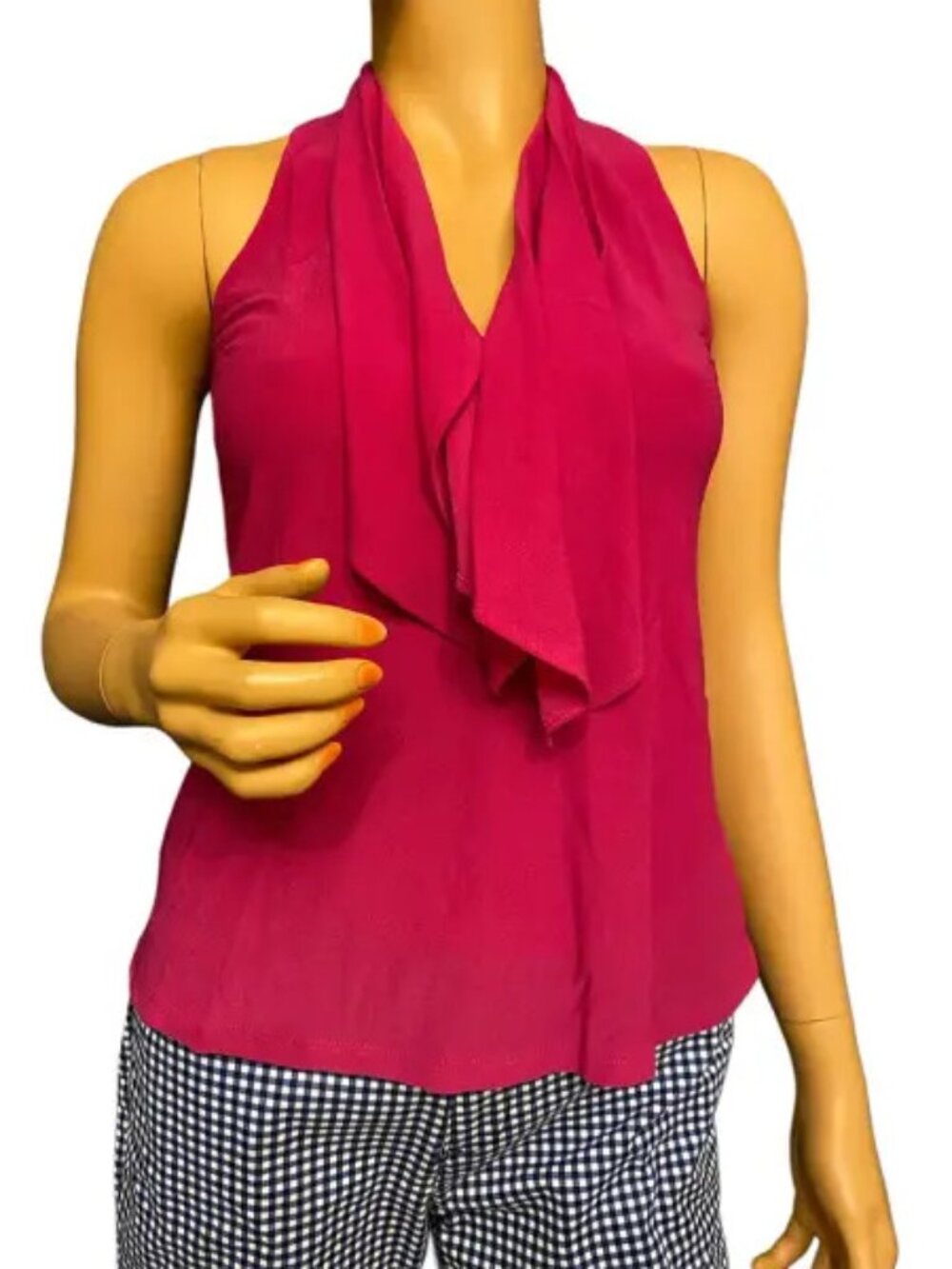 INC International Concepts Sleeveless Halter Top Tie Back Cranberry Rose